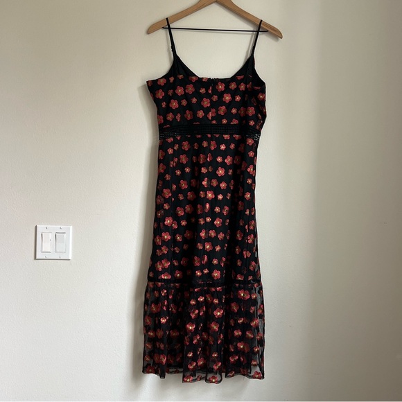 Jack by BB Dakota Dress Black Floral Sheer Midi Dress - Picture 7 of 11